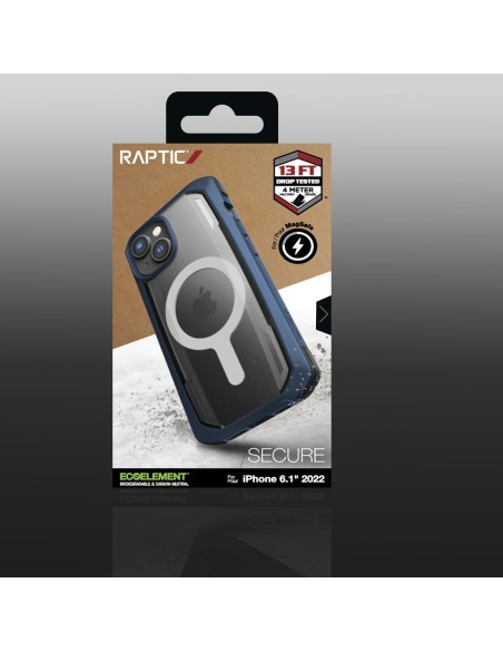 Raptic X-Doria Secure Case iPhone 14 dėklas su MagSafe šarvuotu dangteliu mėlynos spalvos