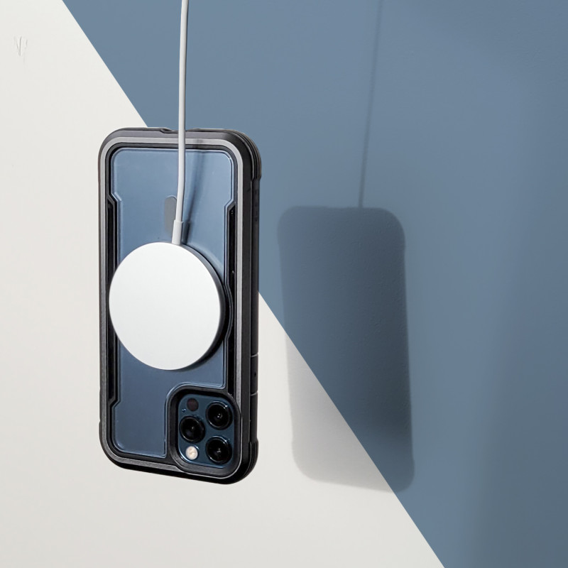 Raptic X-Doria Secure Case iPhone 14 dėklas su MagSafe šarvuotu dangteliu mėlynos spalvos