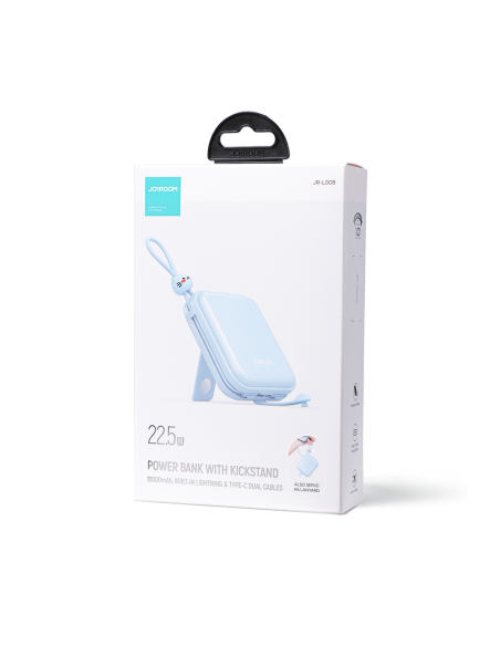 Maitinimo blokas su stovu USB-C laidu ir iPhone Lightning Cutie Series 10000mAh 22,5W mėlyna Maitinimo blokas su stovu USB-C laidu ir iPhone Lightning Cutie Series 10000mAh 22,5W mėlyna