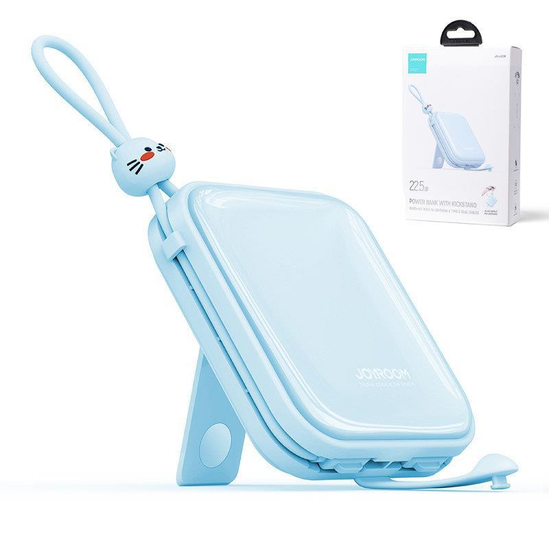 Maitinimo blokas su stovu USB-C laidu ir iPhone Lightning Cutie Series 10000mAh 22,5W mėlyna