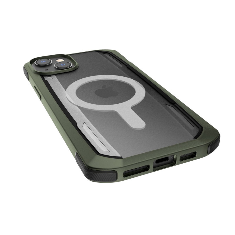 Raptic X-Doria Secure Case iPhone 14 Plus su MagSafe šarvuotu dangteliu žaliu