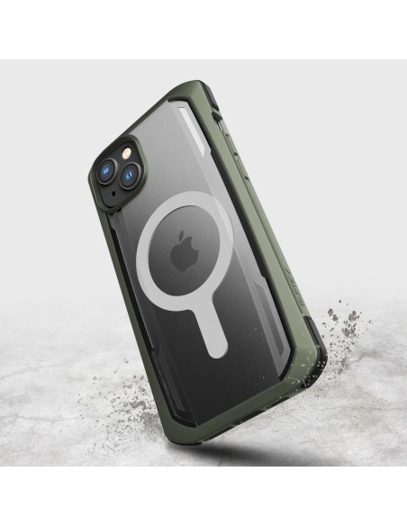 Raptic X-Doria Secure Case iPhone 14 Plus su MagSafe šarvuotu dangteliu žaliu