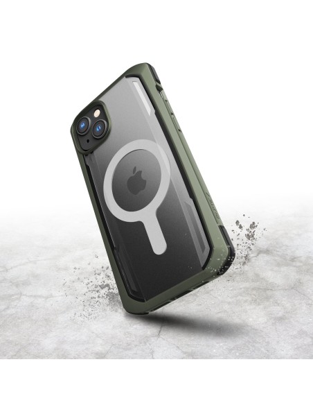 Raptic X-Doria Secure Case iPhone 14 Plus su MagSafe šarvuotu dangteliu žaliu