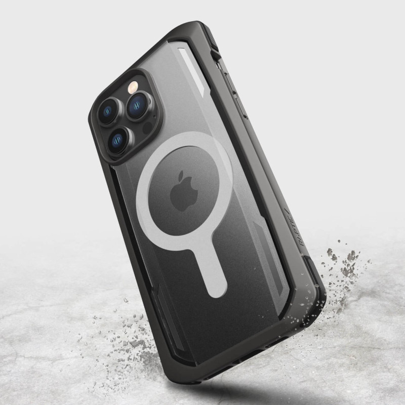 Raptic X-Doria Secure Case iPhone 14 Pro dėklas su MagSafe šarvuotu dangteliu juodu