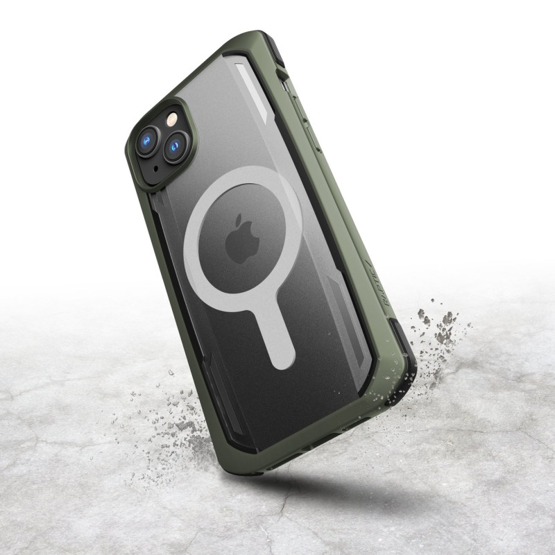 Raptic X-Doria Secure Case iPhone 14 Pro su MagSafe šarvuotu dangteliu žaliu