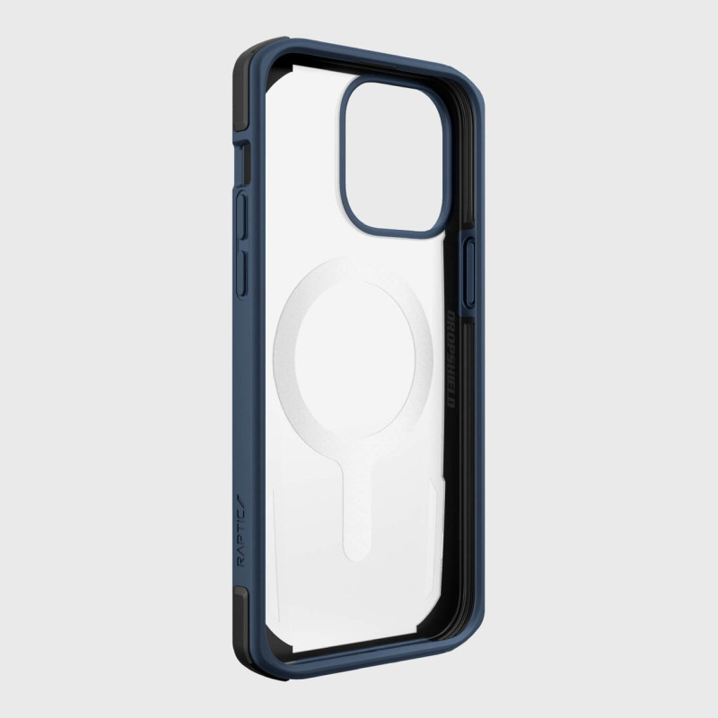 „Raptic X-Doria Secure“ dėklas, skirtas „iPhone 14 Pro Max“ su „MagSafe“ šarvuotu dangteliu, mėlynu