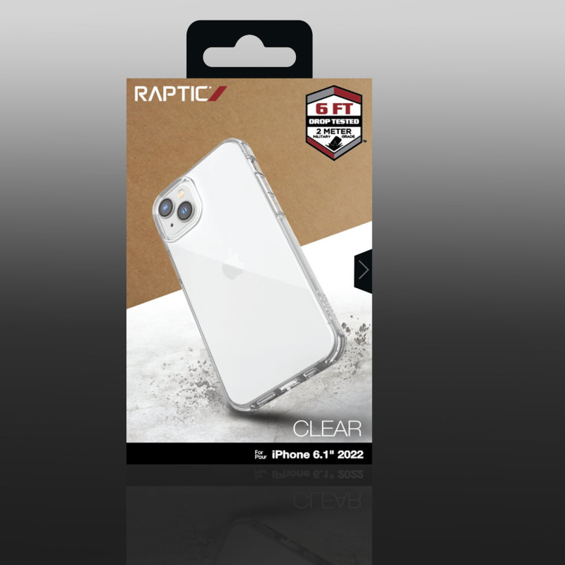 Raptic X-Doria Clear Case iPhone 14 dėklas, šarvuotas permatomas dangtelis