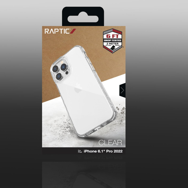 Raptic X-Doria Clear Case iPhone 14 Pro dėklas, šarvuotas permatomas dangtelis