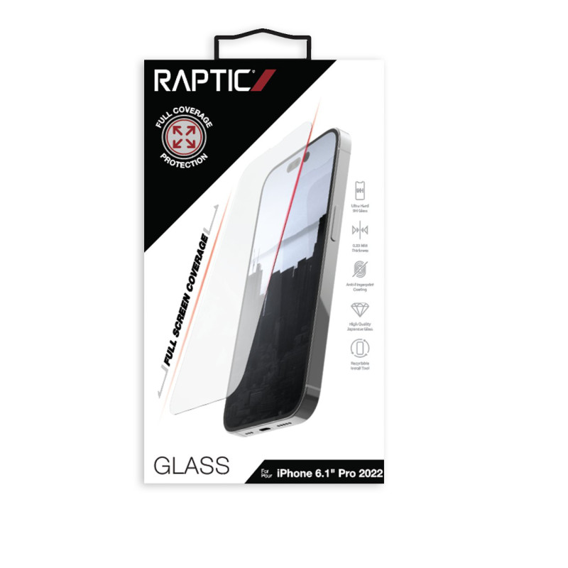 Raptic X-Doria Full Glass grūdinto stiklo iPhone 14 Pro visam ekranui