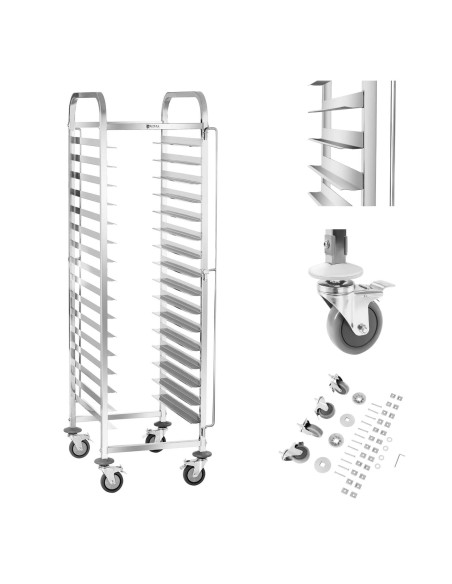 Maitinimo padavėjo vežimėlis 16 padėklų konteinerių 60 x 40 cm gabenimui Royal Catering RCTW-16TB.1 Maitinimo padavėjo vežimėlis 16 padėklų konteinerių 60 x 40 cm gabenimui Royal Catering RCTW-16TB.1