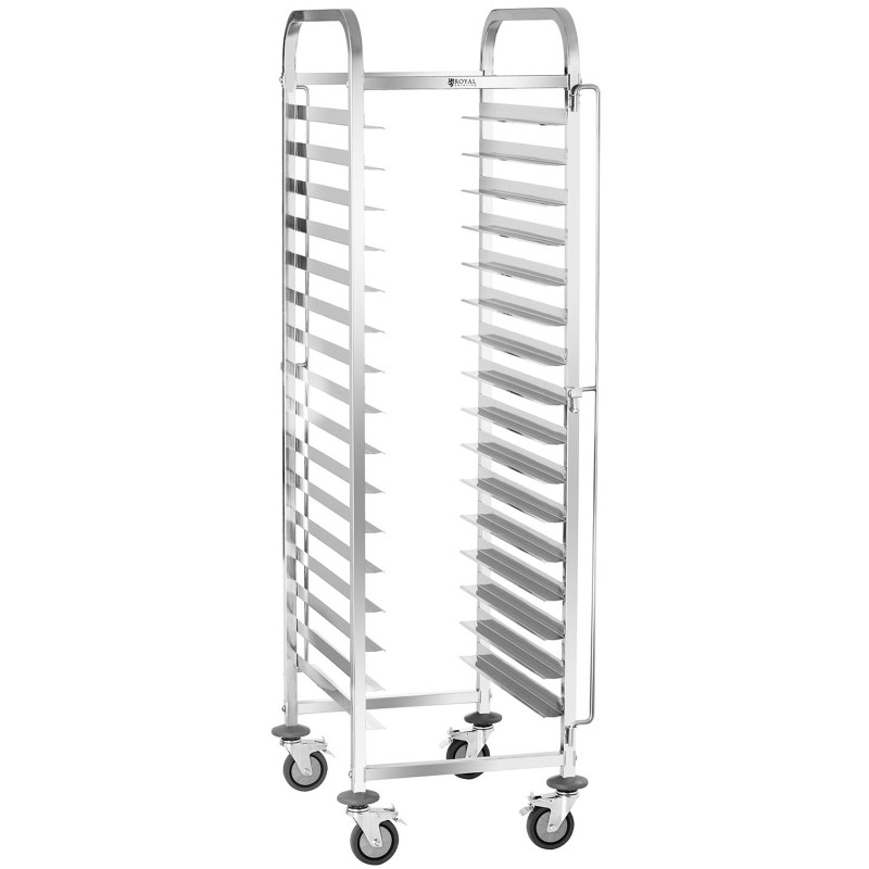 Maitinimo padavėjo vežimėlis 16 padėklų konteinerių 60 x 40 cm gabenimui Royal Catering RCTW-16TB.1