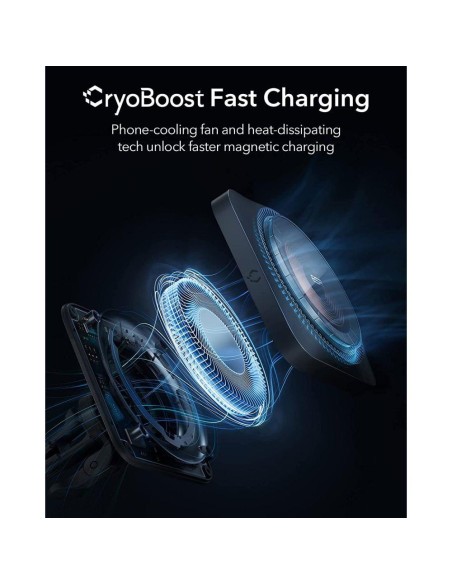 ESR Halolock Cryoboost magnetinis laikiklis su MagSafe įkrovikliu automobilio orlaidei - juodas ESR Halolock Cryoboost magnetinis laikiklis su MagSafe įkrovikliu automobilio orlaidei - juodas