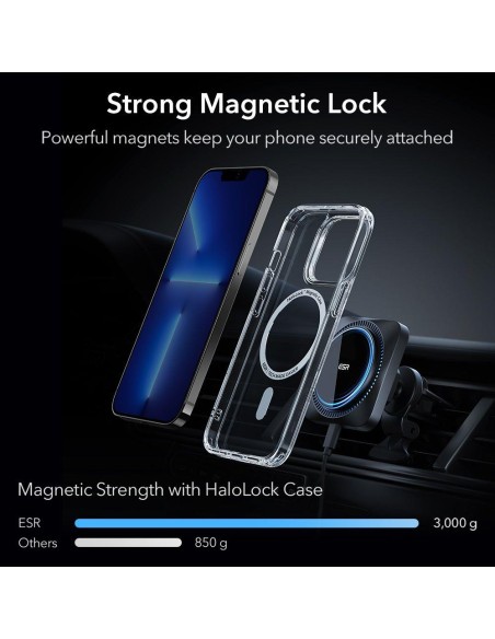 ESR Halolock Cryoboost magnetinis laikiklis su MagSafe įkrovikliu automobilio orlaidei - juodas ESR Halolock Cryoboost magnetinis laikiklis su MagSafe įkrovikliu automobilio orlaidei - juodas