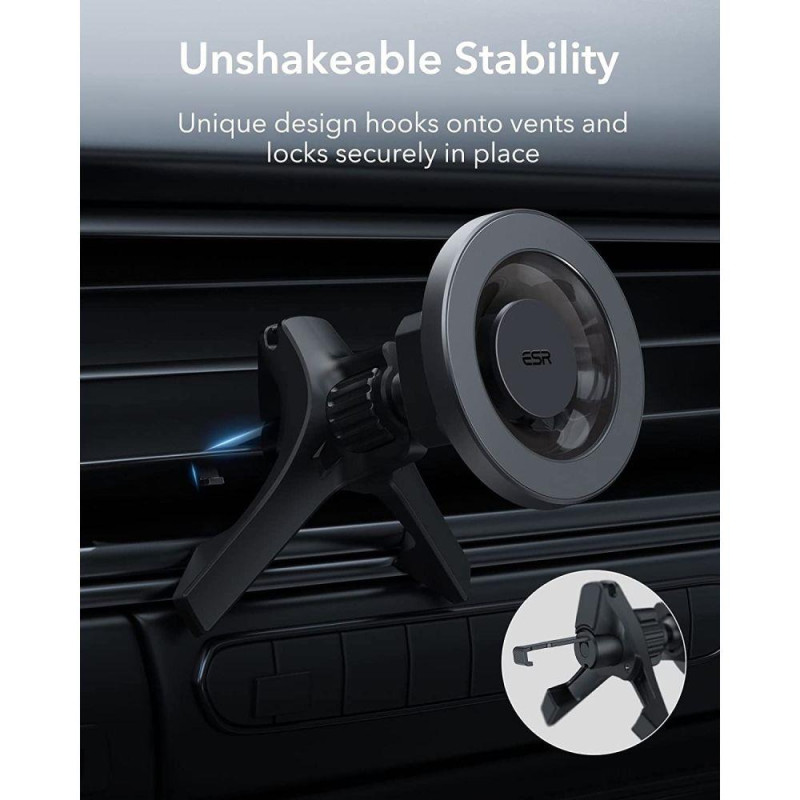 ESR Halolock magnetinis laikiklis su MagSafe automobilio orlaidei - pilkas