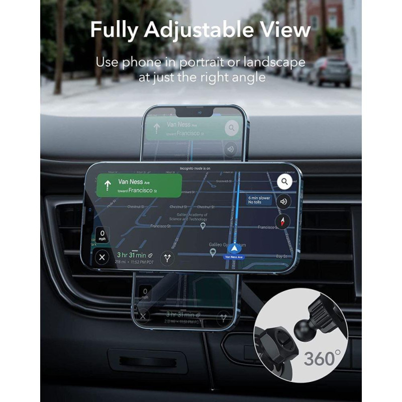 ESR Halolock magnetinis laikiklis su MagSafe automobilio orlaidei - pilkas