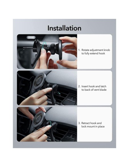 ESR Halolock magnetinis laikiklis su MagSafe automobilio orlaidei - pilkas ESR Halolock magnetinis laikiklis su MagSafe automobilio orlaidei - pilkas