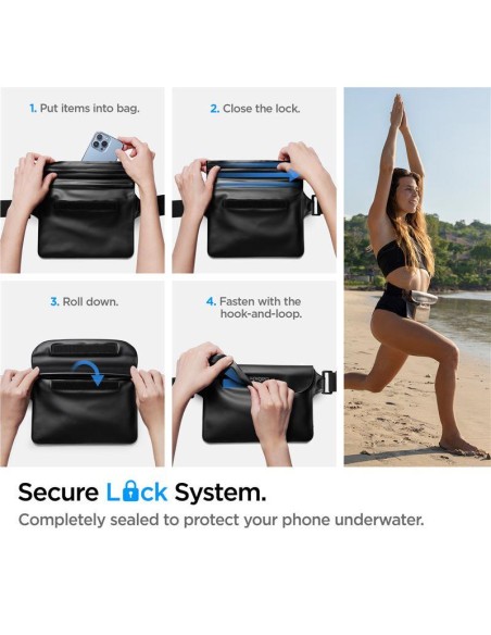Spigen Aqua Shield A620 vandeniui atsparus klubinis krepšys IPX8 - juodas 2 vnt.