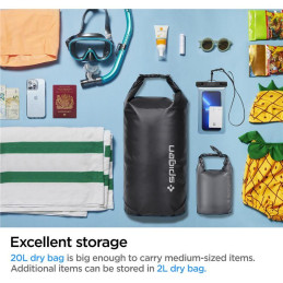 Spigen Aqua Shield A630 maišelis, atsparus vandeniui 20 l + maišelis 2 l - juodas