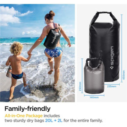Spigen Aqua Shield A630 maišelis, atsparus vandeniui 20 l + maišelis 2 l - juodas
