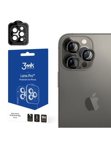 3mk Lens Protection Pro kameros dangtelis skirtas iPhone 14 Pro / iPhone 14 Pro Max - grafitas