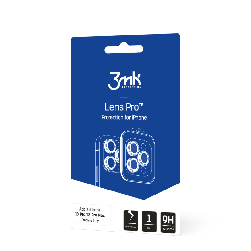 3mk Lens Protection Pro kameros dangtelis skirtas iPhone 13 Pro / iPhone 13 Pro Max – grafitas
