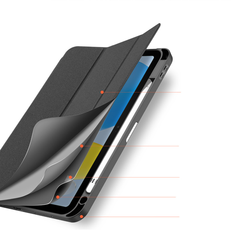 Dux Ducis Domo dėklas iPad 10.9& 39 & 39 2022 (10 kartos) išmanusis dangtelio stovas juodas