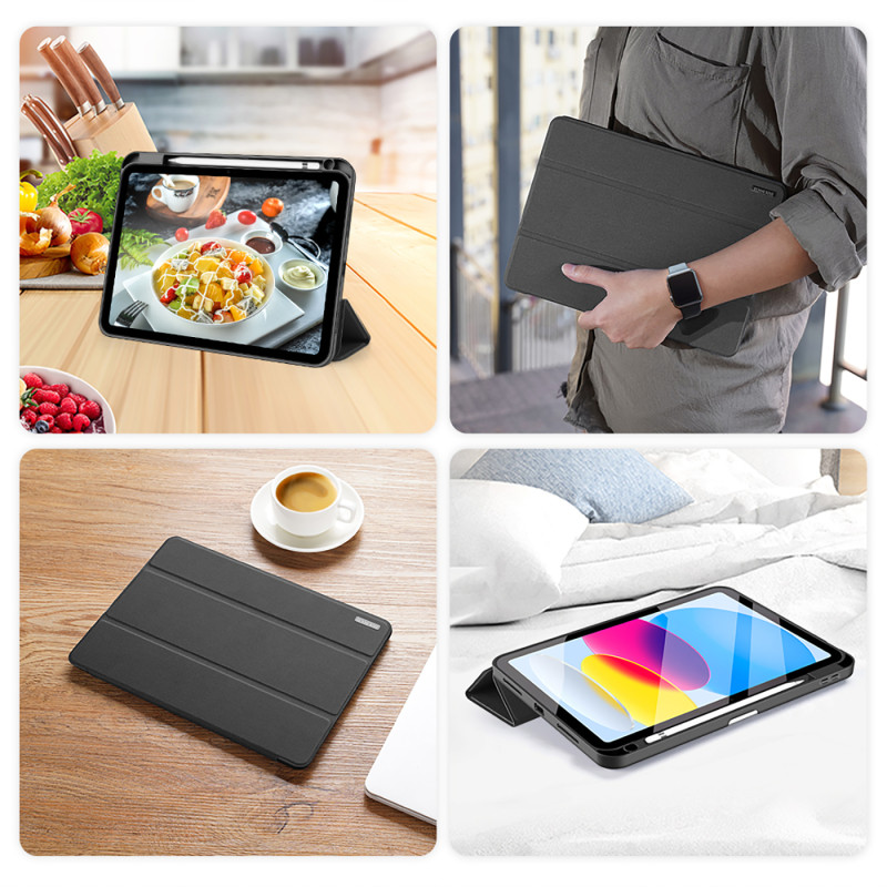 Dux Ducis Domo dėklas iPad 10.9& 39 & 39 2022 (10 kartos) išmanusis dangtelio stovas juodas