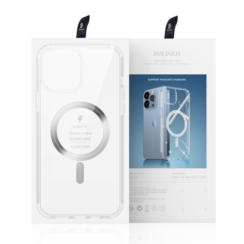 Dux Ducis Clin magnetinis dėklas, skirtas iPhone 14 Plus MagSafe suderinamas skaidrus