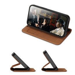 Dux Ducis Skin X2 dėklas iPhone 14, dangtelis su magnetiniu atvartu, rudas