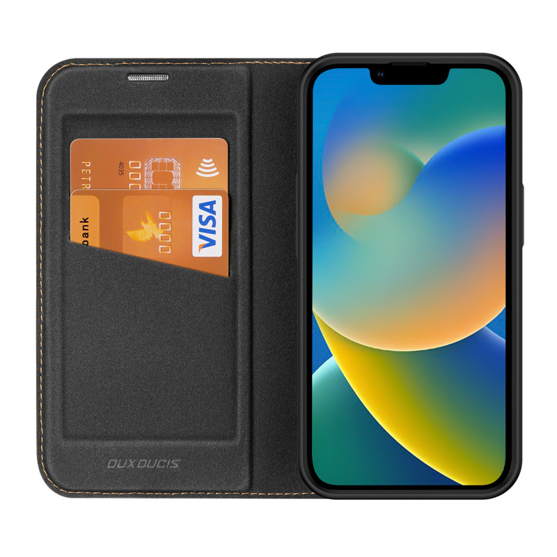Dux Ducis Skin X2 dėklas iPhone 14 Plus dangtelis su magnetiniu atvartu juodas