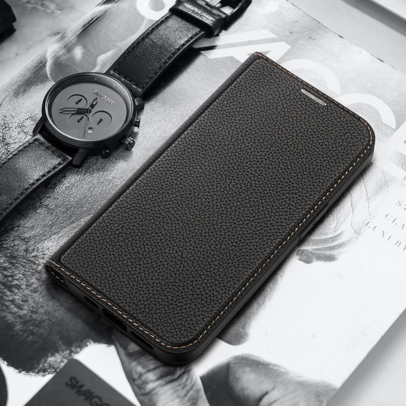 Dux Ducis Skin X2 dėklas iPhone 14 Plus dangtelis su magnetiniu atvartu juodas