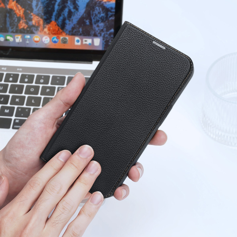 Dux Ducis Skin X2 dėklas iPhone 14 Plus dangtelis su magnetiniu atvartu juodas