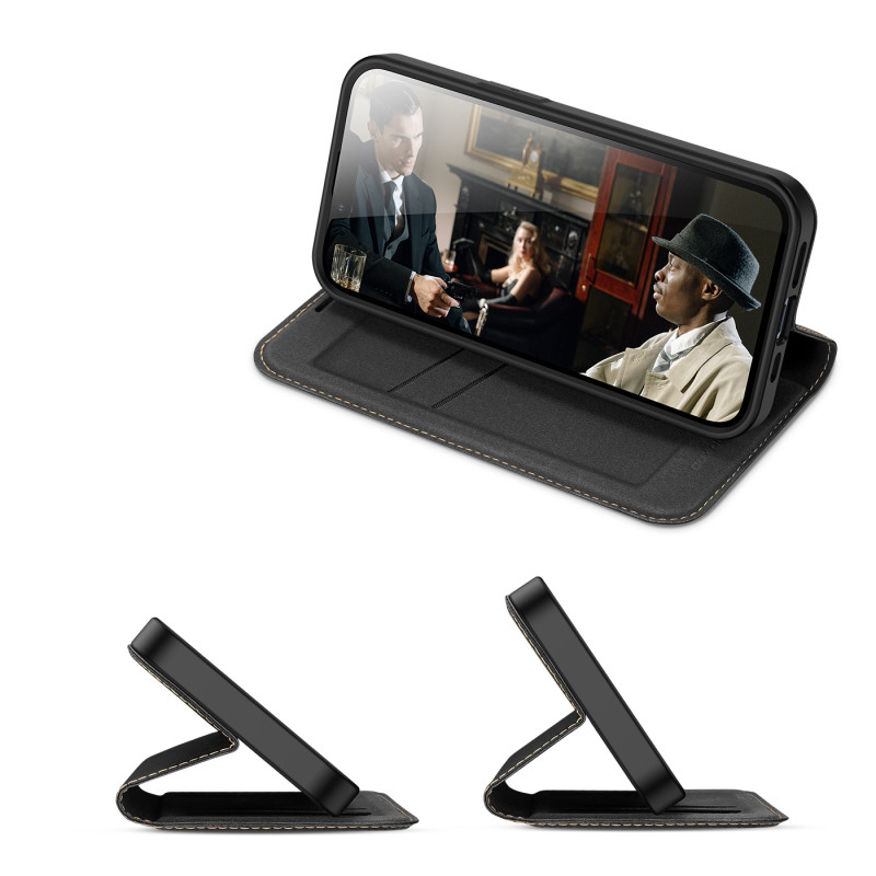 Dux Ducis Skin X2 dėklas iPhone 14 Plus dangtelis su magnetiniu atvartu juodas