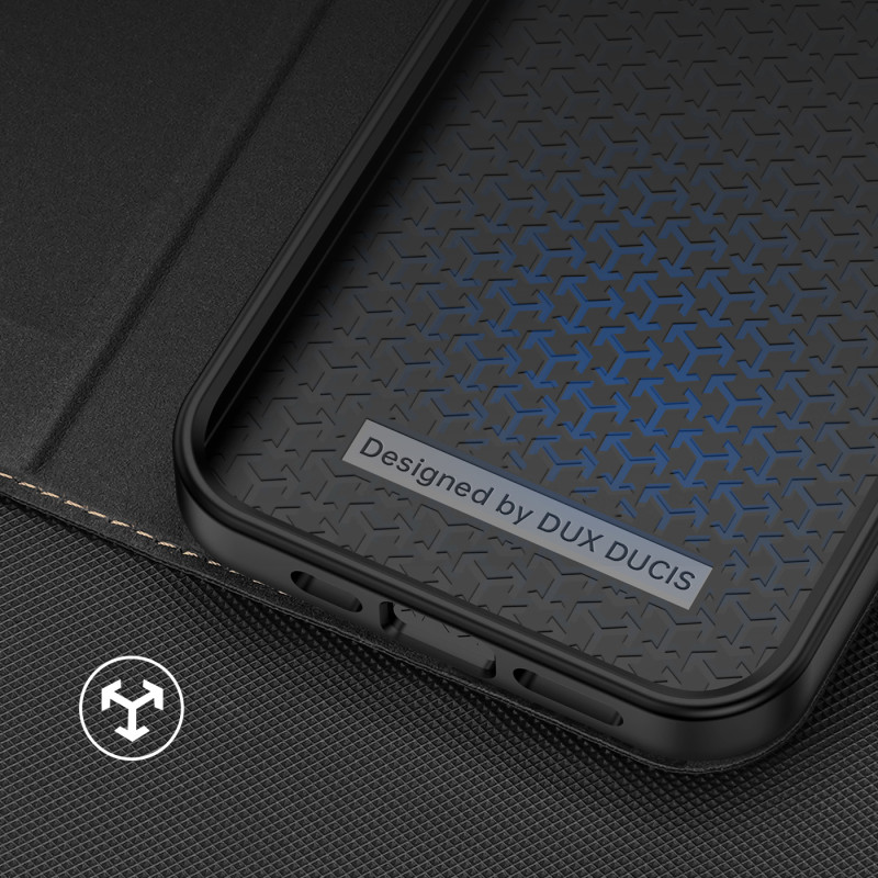 Dux Ducis Skin X2 dėklas iPhone 14 Plus dangtelis su magnetiniu atvartu juodas