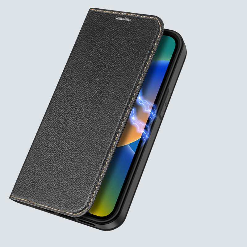 Dux Ducis Skin X2 dėklas iPhone 14 Plus dangtelis su magnetiniu atvartu juodas