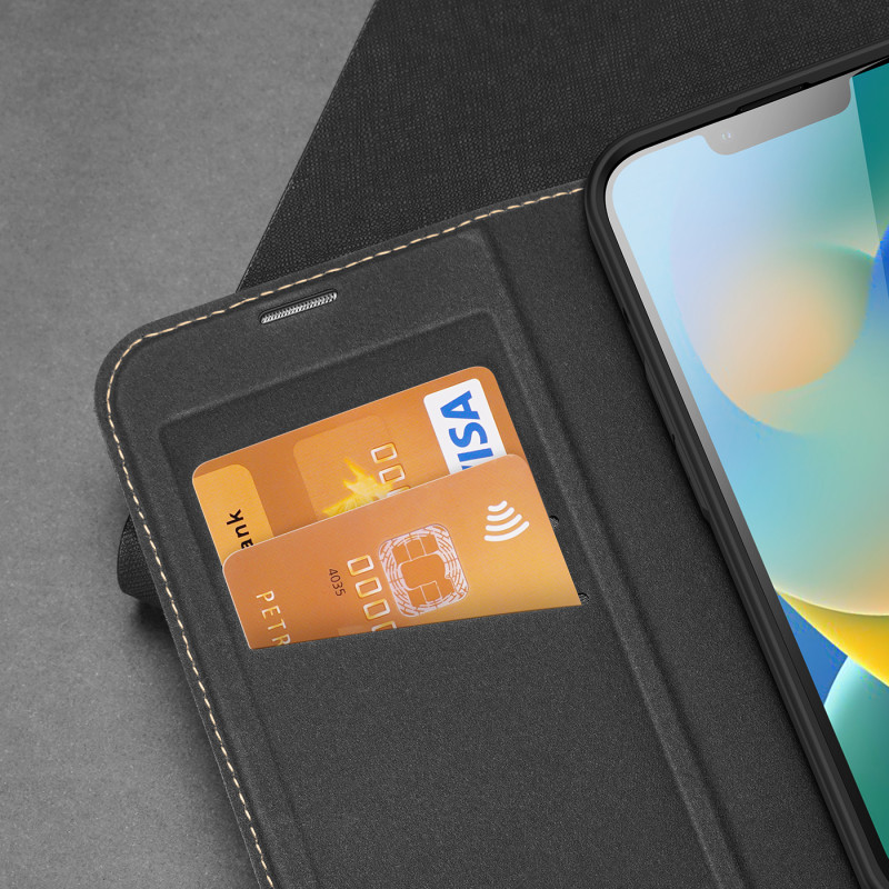 Dux Ducis Skin X2 dėklas iPhone 14 Plus dangtelis su magnetiniu atvartu juodas