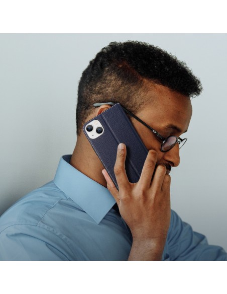 Dux Ducis Skin X2 dėklas iPhone 14 Plus dangtelis su magnetiniu atvartu mėlynos spalvos