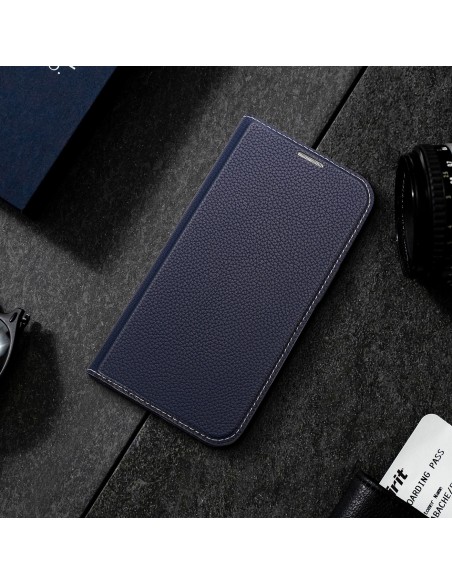 Dux Ducis Skin X2 dėklas iPhone 14 Plus dangtelis su magnetiniu atvartu mėlynos spalvos
