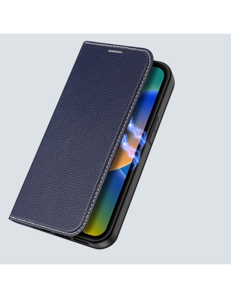 Dux Ducis Skin X2 dėklas iPhone 14 Plus dangtelis su magnetiniu atvartu mėlynos spalvos