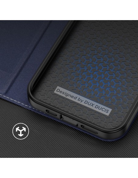 Dux Ducis Skin X2 dėklas iPhone 14 Plus dangtelis su magnetiniu atvartu mėlynos spalvos
