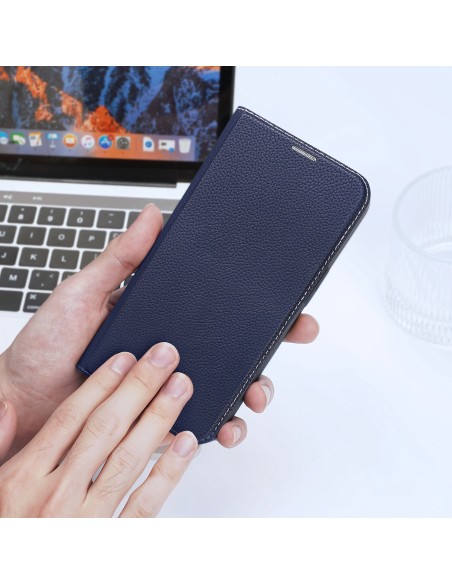 Dux Ducis Skin X2 dėklas iPhone 14 Plus dangtelis su magnetiniu atvartu mėlynos spalvos