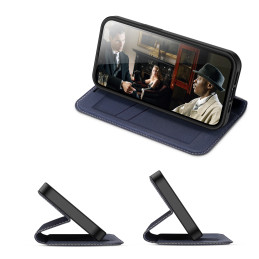 Dux Ducis Skin X2 dėklas iPhone 14 Plus dangtelis su magnetiniu atvartu mėlynos spalvos