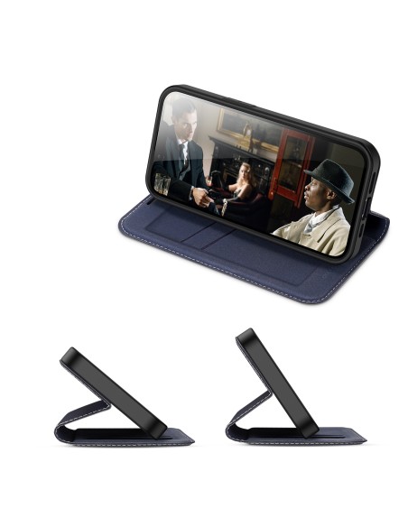 Dux Ducis Skin X2 dėklas iPhone 14 Plus dangtelis su magnetiniu atvartu mėlynos spalvos