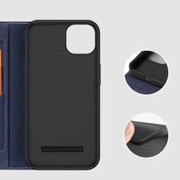 Dux Ducis Skin X2 dėklas iPhone 14 Plus dangtelis su magnetiniu atvartu mėlynos spalvos