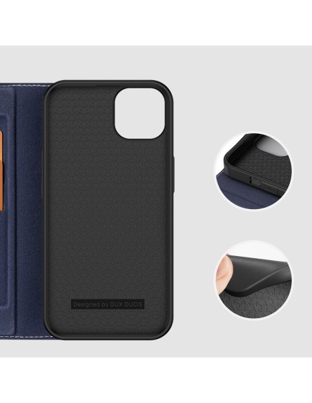 Dux Ducis Skin X2 dėklas iPhone 14 Plus dangtelis su magnetiniu atvartu mėlynos spalvos