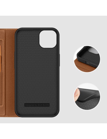 Dux Ducis Skin X2 dėklas iPhone 14 Plus dangtelis su magnetiniu atvartu rudos spalvos Dux Ducis Skin X2 dėklas iPhone 14 Plus dangtelis su magnetiniu atvartu rudos spalvos