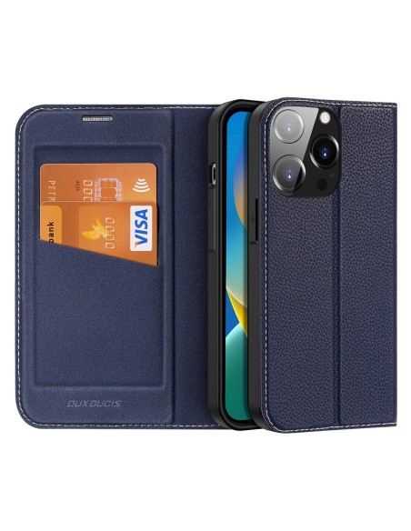 Dux Ducis Skin X2 dėklas iPhone 14 Pro dangtelis su magnetiniu atvartu mėlynos spalvos Dux Ducis Skin X2 dėklas iPhone 14 Pro dangtelis su magnetiniu atvartu mėlynos spalvos