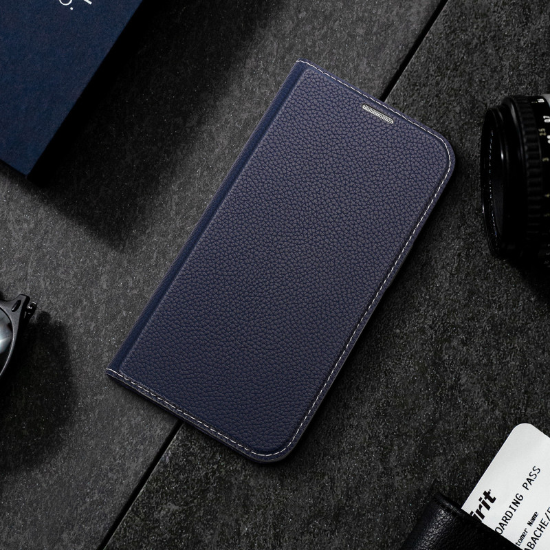 Dux Ducis Skin X2 dėklas iPhone 14 Pro dangtelis su magnetiniu atvartu mėlynos spalvos