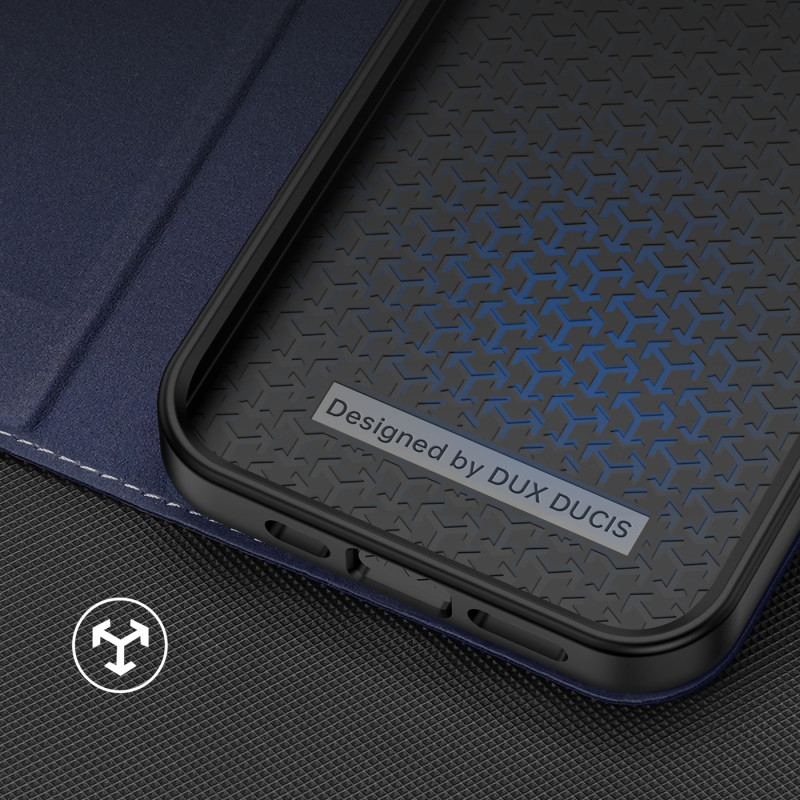 Dux Ducis Skin X2 dėklas iPhone 14 Pro dangtelis su magnetiniu atvartu mėlynos spalvos