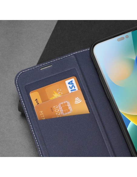 Dux Ducis Skin X2 dėklas iPhone 14 Pro dangtelis su magnetiniu atvartu mėlynos spalvos Dux Ducis Skin X2 dėklas iPhone 14 Pro dangtelis su magnetiniu atvartu mėlynos spalvos